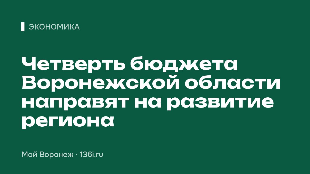 Четверть бюджета Воронежской области направят на развитие региона