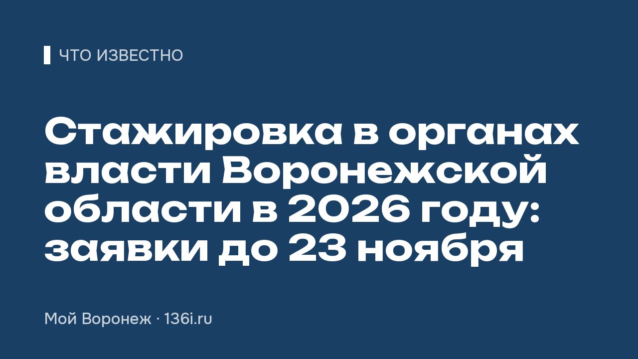 Стажировка в органах власти Воронежской области в 2026 году: заявки до 23 ноября