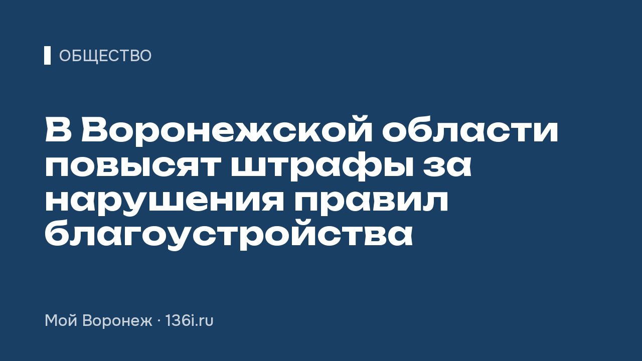 В Воронежской области повысят штрафы за нарушения правил благоустройства