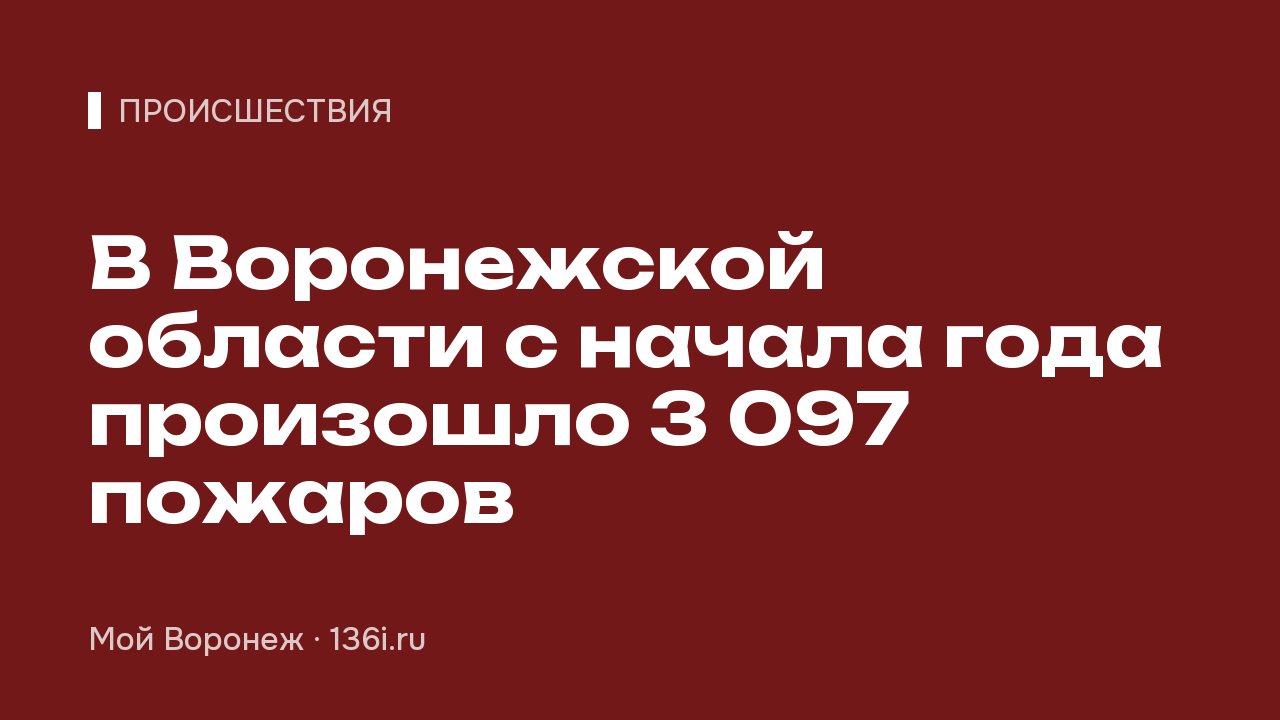 В Воронежской области с начала года произошло 3 097 пожаров